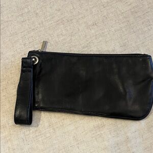 Black Hobo Leather Wristlet Clutch